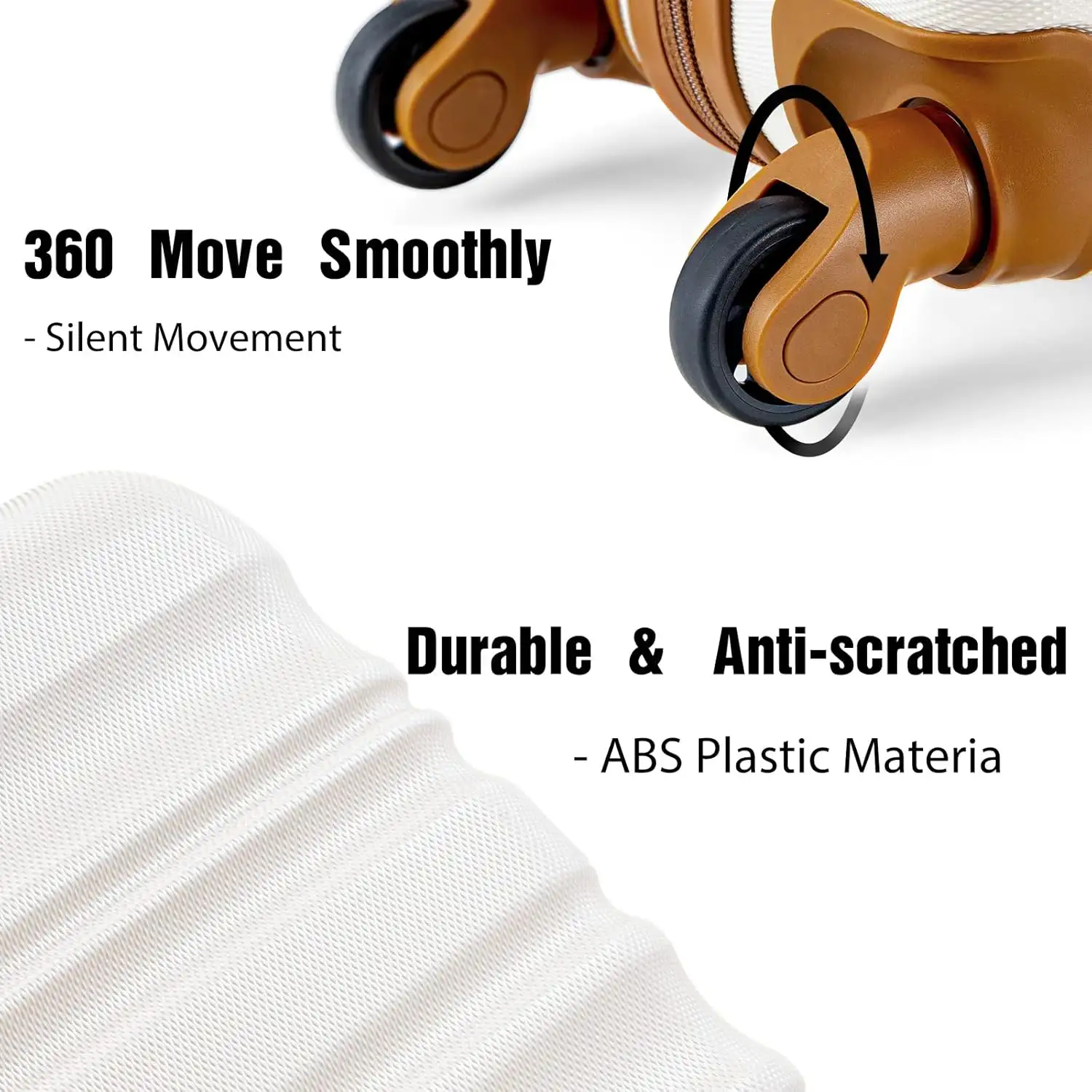 LONG VACATION Luggage Set 4 Piece Luggage ABS hardshell TSA Carry on Suitcase (WHITE-BROWN, 6 piece set) - 715lg2dyZKL._AC_SL1500_